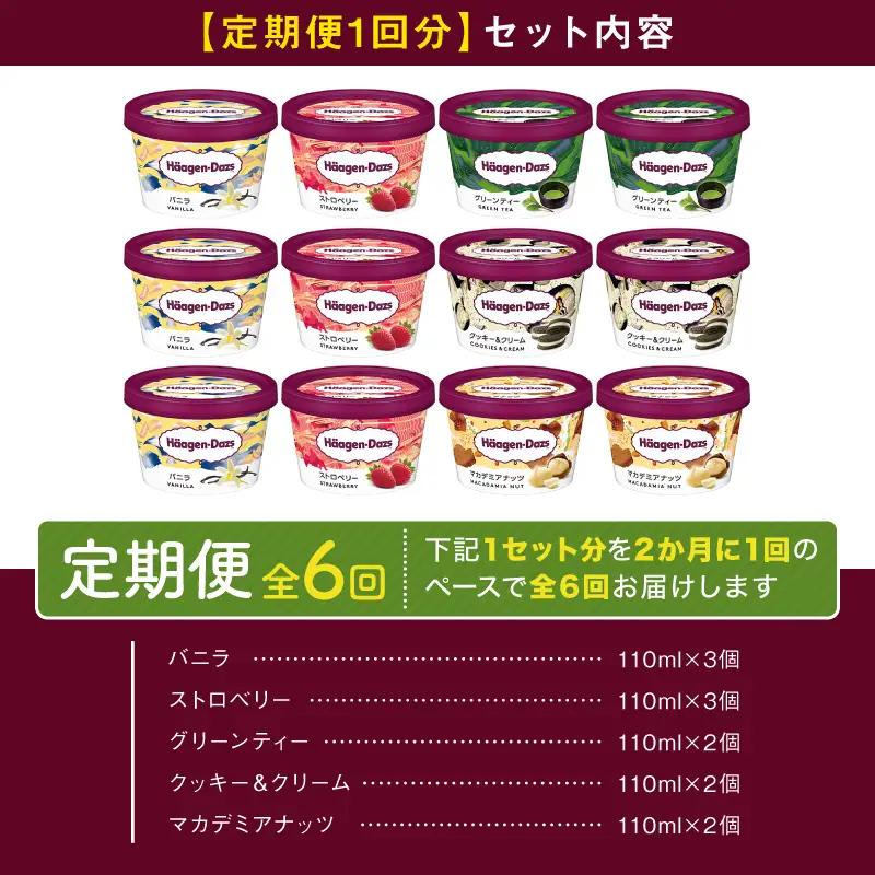 ＜全6回定期便・隔月＞ハーゲンダッツ『定番ミニカップフレーバー5種セット(合計72個)』アイスクリーム アイス スイーツ デザート ミルクアイス アイススイーツ アイスデザート_H0016-161