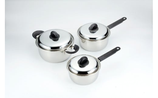 
Miyaco Japan 片手鍋2点 & 両手鍋1点 3点セット (MJ-100G) FC030008
