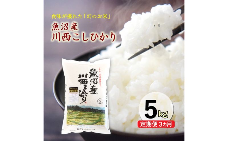 【先行予約】【定期便／3ヶ月】魚沼産川西こしひかり5kg  令和7年度米＜令和7年10月下旬～発送予定＞ 
