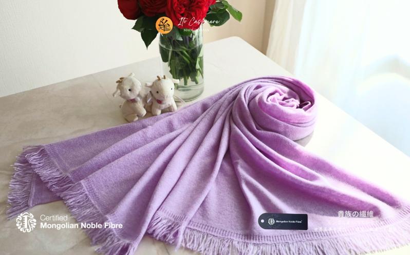 『Noble Fibre』100％カシミヤ・大判ストール ラベンダー