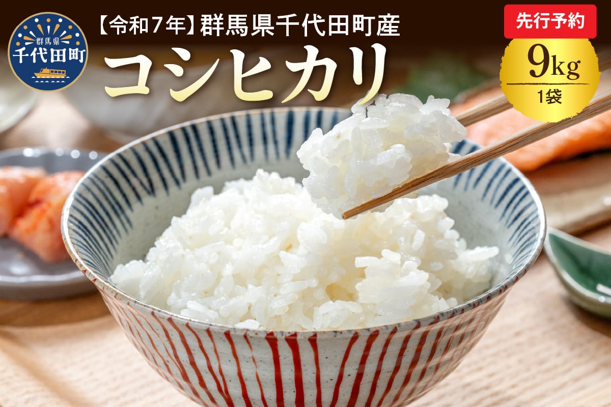 
            先行受付 【令和7年度産】 群馬県千代田町産 コシヒカリ 9kg × 1袋 群馬県 千代田町
          