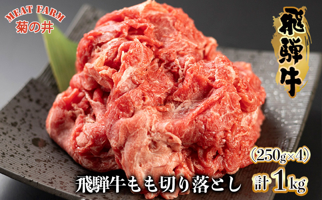 
                  菊の井 飛騨牛もも切り落とし1kg（250g×4袋）【真空 冷凍】牛肉 ブランド牛 国産 贈答 ギフト  小分け すき焼き すきやき 赤身  肉 和牛 赤身 人気  肉ギフト 贈答品  30000円 岐阜県 下呂市 
                