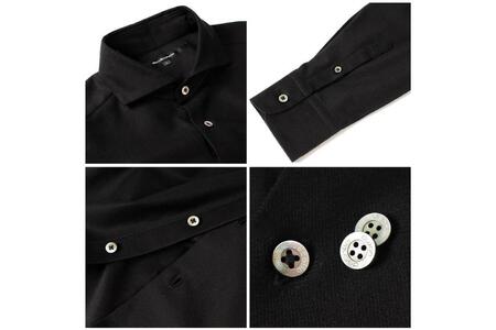 DJS-787 decollouomo メンズドレスシャツ 長袖（生地／オーヴァーチュア）クラシックタイプ　ブラック／Lサイズ