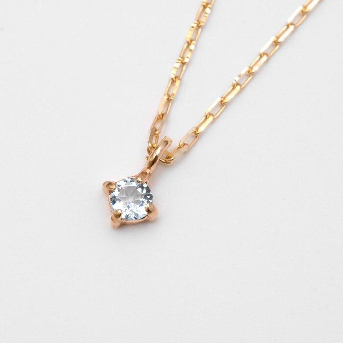 【ふるさと納税】K10イエローゴールド 天然石ネックレス【3月誕生石アクアマリン】上品な華奢見えサイズ 長さ40cm　K10-05-03