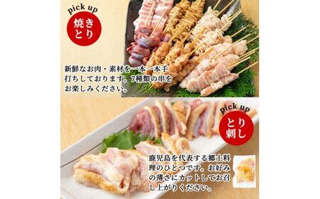 A-219 焼鳥20本と鳥刺し・炭火焼のセット【焼鳥ワタセ】霧島市 肉 鶏肉 焼き鳥 鶏刺し