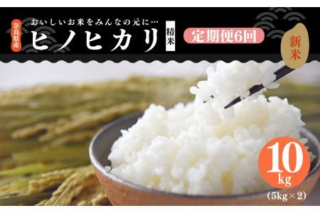 【 定期便 6回 】新米 奈良県産 ヒノヒカリ 精米 10kg （ 計60kg ） 米