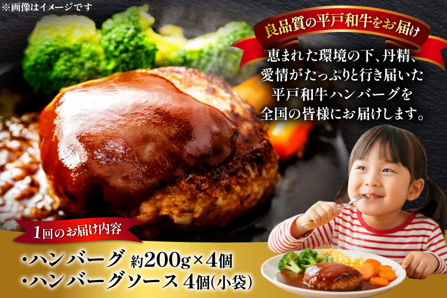 ハンバーグ 牛肉 3月発送 A5ランク 平戸牛 和牛 ハンバーグ 200g 4個 [萩原食肉産業 長崎県 平戸市 hr42bgy410021] ハンバーグソース 和牛 平戸 牛肉