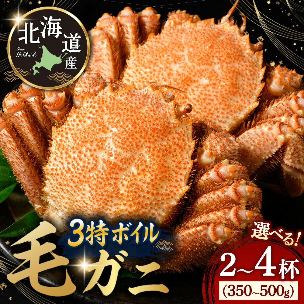 【ふるさと納税】3特ボイル 毛ガニ 350g ～ 500g前後 2杯 / 4杯 選べる容量 | カニ 毛蟹 かに 海鮮 毛がに ボイル 北海道産 冷凍 毛カニ グルメ お取り寄せ 魚介類 海産物 茹で蟹 茹でガニ 北海道 濃厚 かに味噌 おかず 八雲町