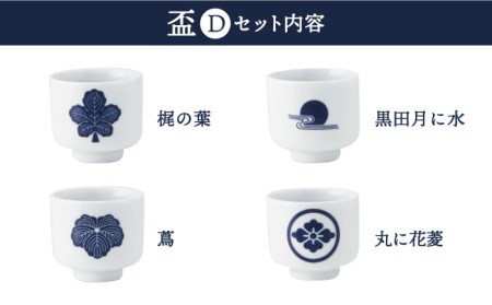 【美濃焼】侍コレクションD　蛇の目盃 9点セット【丸モ高木陶器】食器 お猪口 日本酒 家紋 武将 歴史  [TBA044]