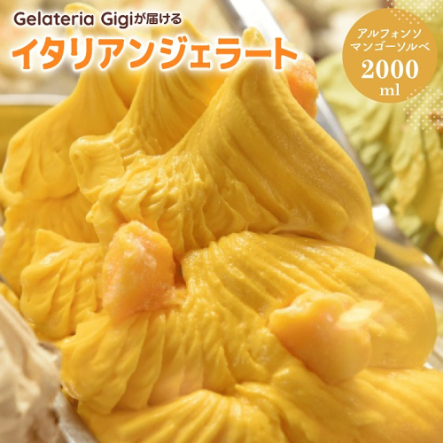 ジェラテリアGigiのイタリアンジェラート『アルフォンソマンゴーソルベ』2000ml【43002703】