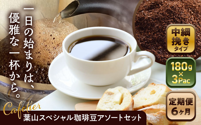 
            【全6回定期便】 【コーヒー粉 中細挽き】葉山スペシャル珈琲豆アソートセット 3パック入り ／ コーヒー粉 詰め合わせ 神奈川県 特産品【Cafetier】 [ASAD018]
          