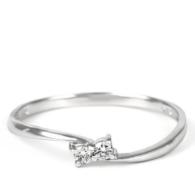 ふるさと納税 富士川町 0.05CT 細身　ウェーブダイヤモンドリング　PT950ハードプラチナ　R953DI-P2 #15 |  | 01