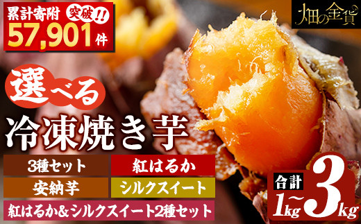 選べる冷凍焼き芋！畑の金貨・やきいも(紅はるか3kg/安納芋2kg/シルクスイート3kg)【甘いも販売所】姶良市 焼き芋 指定 冷凍 焼芋 やきいも さつまいも さつま芋 熟成 蜜