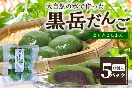 だんご 黒岳だんご 6個入×5P 計30個 冷凍｜団子 和菓子 お菓子 あんこ こしあん よもぎ 米粉 手作り 個包装 大容量 もろっこはうす 宮崎県 諸塚村 MO-04