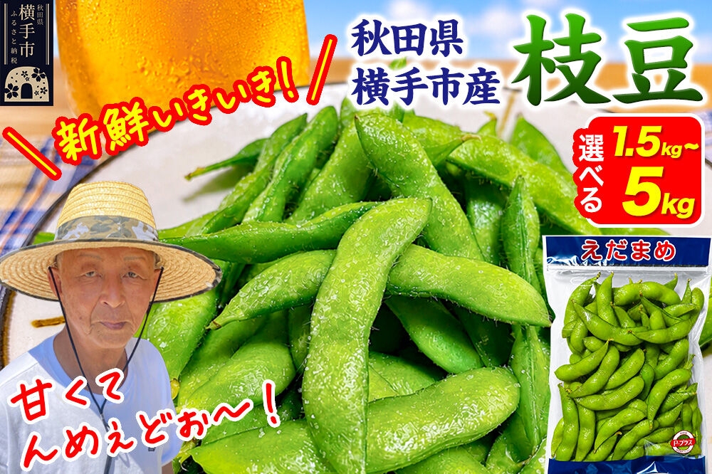 
                  ＜先行受付 7月下旬より発送＞作り手の顔が見える「新鮮いきいき枝豆」250g【選べる袋数：6袋／10袋／20袋】秋田県横手市産 [先行予約 枝豆 えだまめ 秋田県 横手市]
                