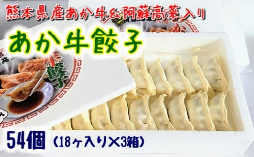 
[A007-067001]熊本県産あか牛と阿蘇高菜で作った『あか牛ぎょうざ』54個（18ヶ入り×3箱セット）
