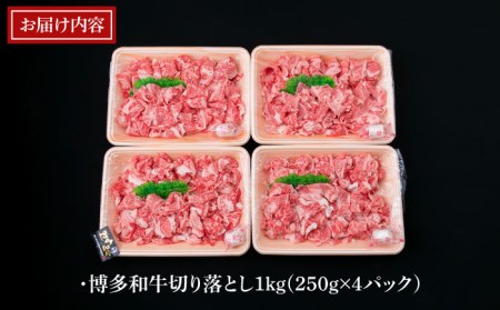 【贅沢A4-A5ランク】 博多和牛 切り落とし 小分けパック 1kg （250g×4P） 切り落し 糸島市/糸島ミートデリ工房[ACA188]