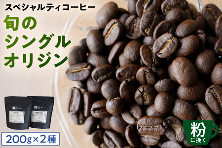 [粉に挽く]スペシャルティコーヒー 旬のシングルオリジン 200g×2種 【kt054-005-2】 ｺｰﾋｰ