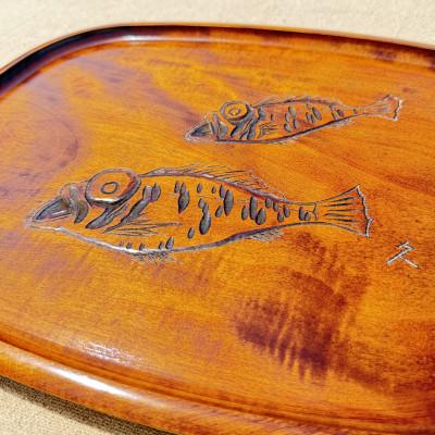 ふるさと納税 香川県 【香川漆器】42cm撫角盆　スリ漆めばる彫 |  | 01