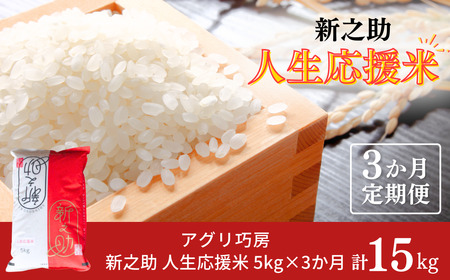 [定期便5kg×3か月] 新之助人生応援米 令和7年産 5kg 計15kg 新之助 白米 アグリ巧房【035S013】