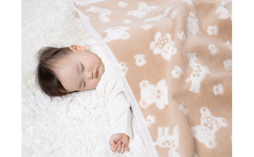 ベビー 綿毛布 (オーガニック綿使用) 動物柄・85×115cm・毛布の町泉大津市産｜毛布 ベビー毛布 ベビーブランケット ブランケット おくるみ 綿毛布 赤ちゃん毛布 子供用毛布 あかちゃん 天然素材 綿 100％ オーガニック 洗濯可能 寝具  大阪 泉大津[1642]