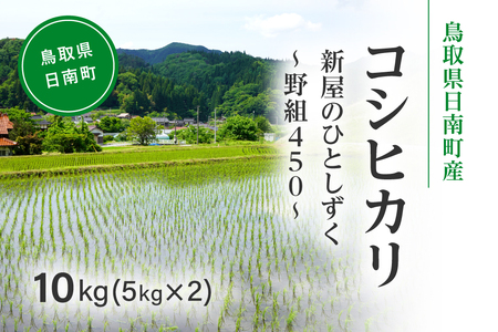 令和8年産 新米 先行予約 鳥取県日南町産コシヒカリ 10kg(5kg×2) 新屋のひとしずく ～野組450～ 米 お米 おこめ 精米 こしひかり