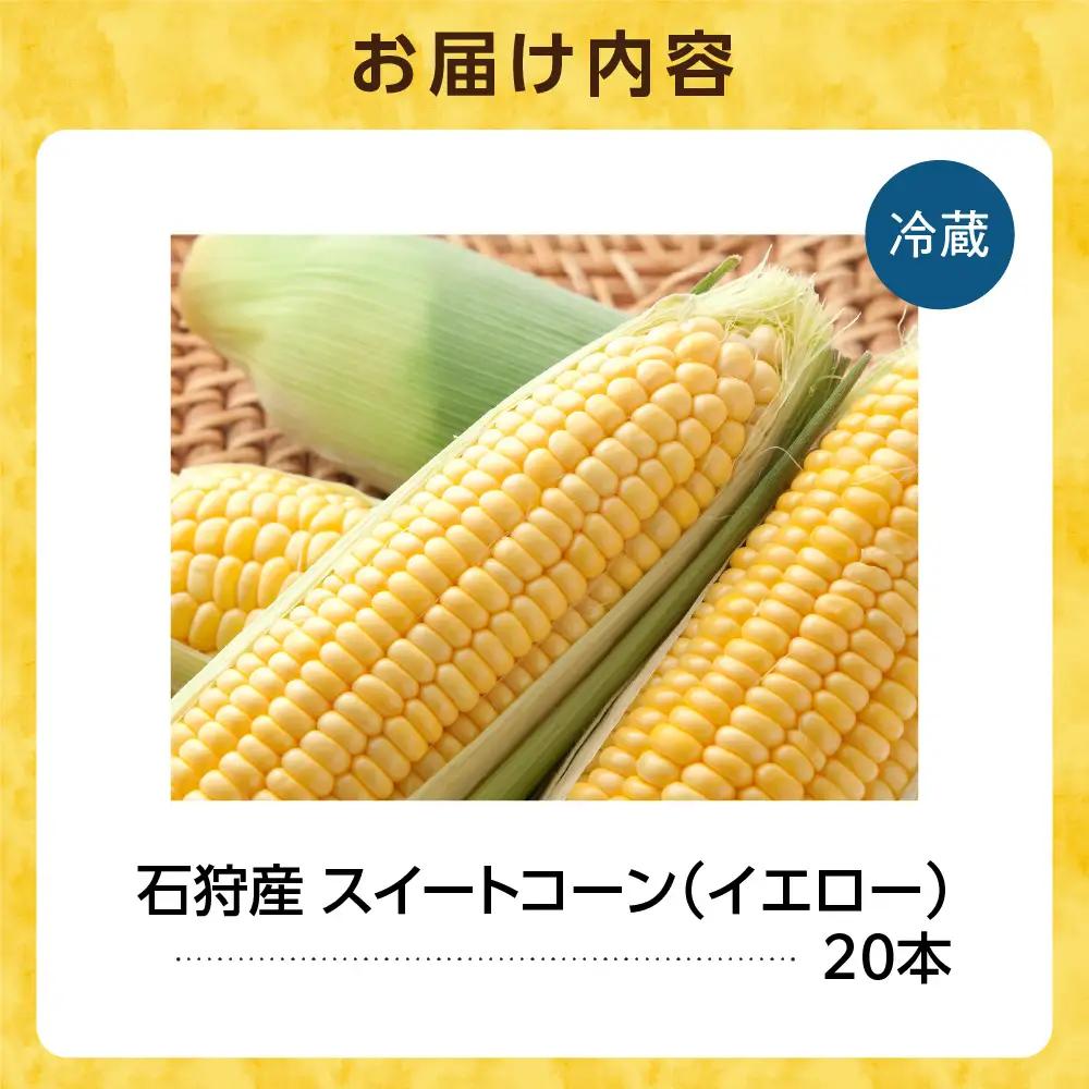 石狩産スイートコーン(色：イエロー） 20本【8月～9月発送】｜ 北海道産 とうもろこし 野菜 北海道 石狩市