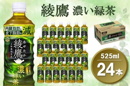 綾鷹 濃い緑茶 525mlPET×24本(1ケース)【機能性表示食品】【コカコーラ お茶 茶葉 ペットボトル うまみ 旨み 日本茶 国産 カテキン バランス 内臓脂肪 皮下脂肪 機能性表示食品】 Z3-F047035