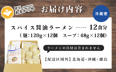【ラーメン博物館主催大会優勝ラーメン】あまからや スパイス醤油らーめんセット（12食）