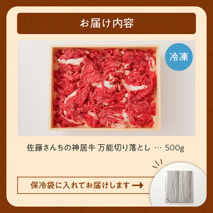 佐藤さんちの 神居牛 万能切り落とし 500g 【 良質な脂 お祝い 牛肉 ブランド 肉 すき焼き しゃぶしゃぶ 焼肉 冷凍 贈り物 お取り寄せ 北海道 清水町  】_S013-0001