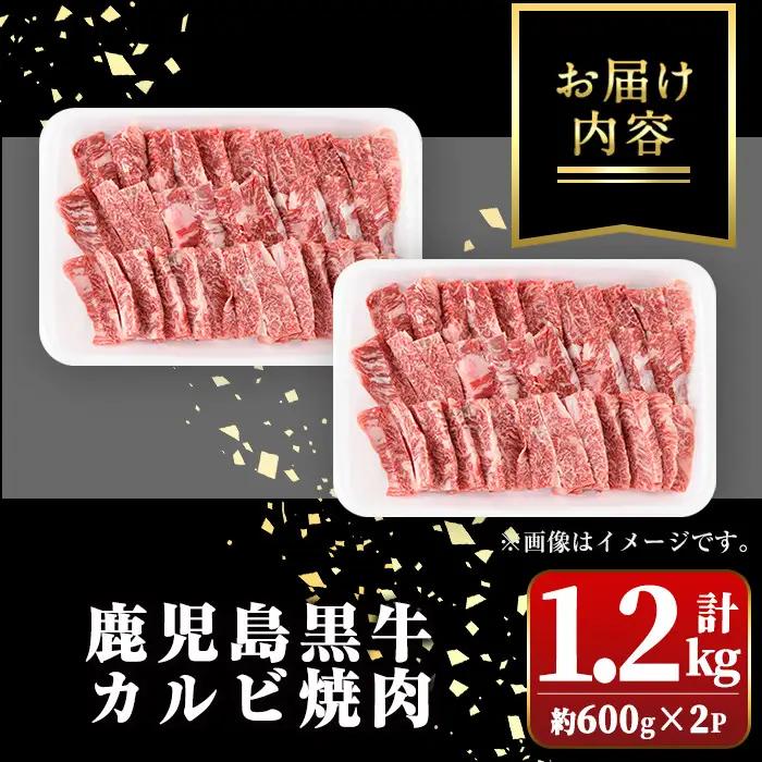 鹿児島黒牛 焼肉用 カルビ 計1.2kg 約600g×2 国産 牛肉 黒毛和牛【新村畜産】B01032