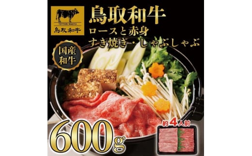 【8か月定期便】鳥取和牛ロースと赤身すき焼きしゃぶしゃぶ用600g 1118