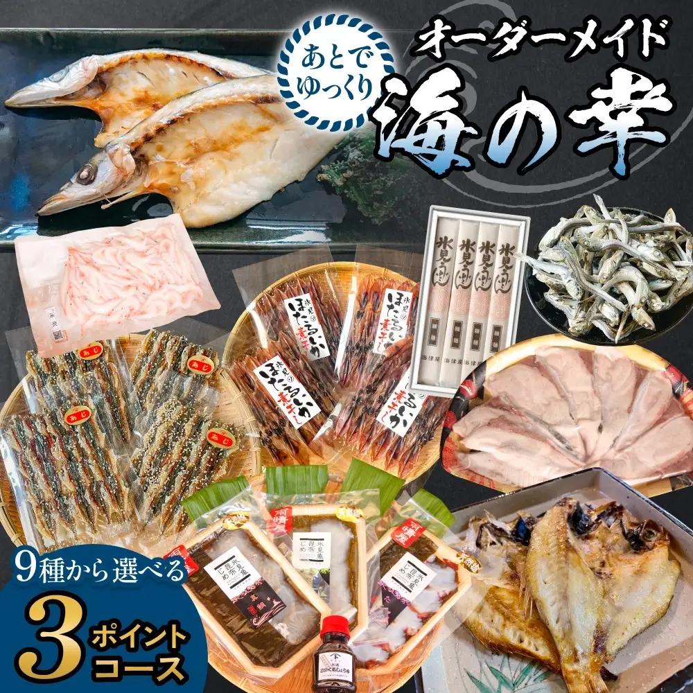 あとでゆっくりオーダーメイド海の幸【３ポイントコース】（のどぐろ・白えび・氷見産ぶり・ほたるいか等から選べる）  富山県 氷見市 干物 ぶりしゃぶ 昆布締め 氷見うどん　うどん