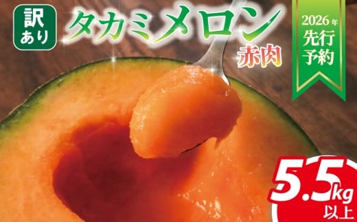 ＜2026年先行予約＞ 訳あり飯岡 メロン ( 赤肉 ) 約5.5kg以上 訳あり品 タカミレッド メロン めろん 青肉 赤肉 果物 くだもの 食べ比べ 青果 果実 甘い あまい フルーツ スズキ メロンファーム 人気 甘い 糖度 贅沢 ご褒美 ごほうび 九十九里浜 千葉 千葉県 旭市 スズキメロンファーム smf006
