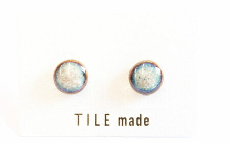 【美濃焼】 黄緑むら タイル ピアス 直径10mm 瑞浪市 / TILEmade タイル アクセサリー ハンドメイド [AZCD028]