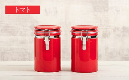 【美濃焼】コーヒーキャニスター200 2個セット ホワイト×トマト【ZERO JAPAN】保存容器 コーヒー豆 紅茶 緑茶 日本茶 陶器 密閉 密封 遮光 コーヒー 豆 粉 おしゃれ パッキン付き 調