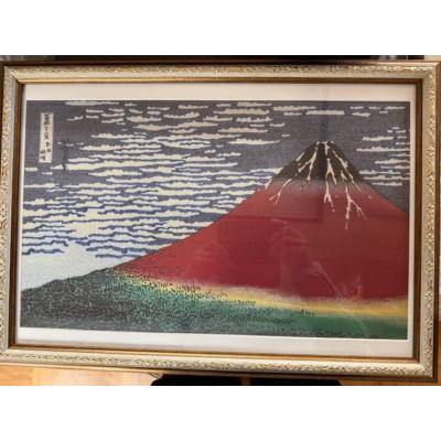 ふるさと納税 与謝野町 写真織絵画『冨嶽三十六景 凱風快晴(赤富士)』シルク100%大切な人への贈り物にも【京都府与謝野町】