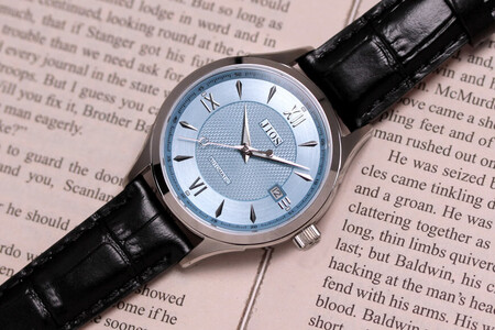 JIOS SEIRAN 日本製 自動巻き腕時計 メンズ 男性用 革ベルト ブランド ドレスウォッチ ジオス びわ湖ブルー × シルバー針 クロコ型押しベルト（ブラック）