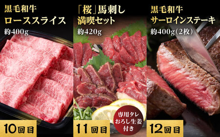 【12回定期便】熊本県産 黒毛和牛 あか牛 馬刺し 豪華食べ比べ【有限会社 九州食肉産業】[ZDQ173]