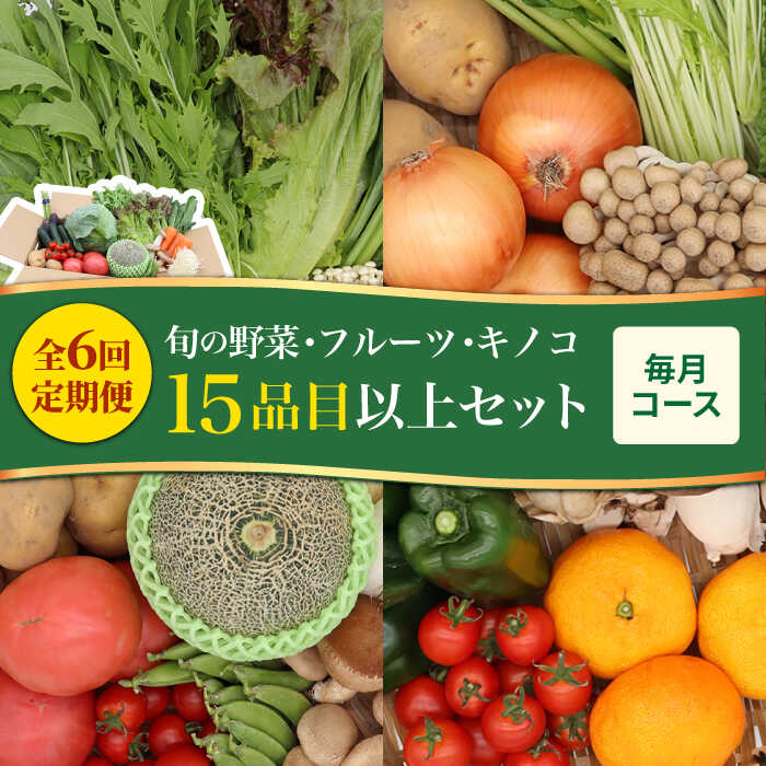 【6回コース】豪華！野菜 セット 15品目以上 6回 定期便 フルーツ キノコ 詰め合わせ / 南島原市 / 吉岡青果 [SCZ002]_イメージ1