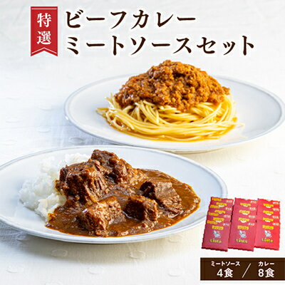 【ふるさと納税】特選ビーフカレー、ミートソース詰め合わせセット【配送不可地域：離島】【1218588】