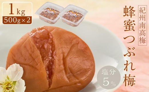 紀州南高梅 蜂蜜つぶれ梅 塩分5％ 1kg (500g×2) ［Kn22］
