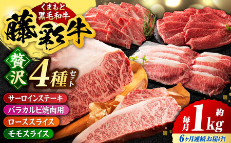 【6回定期便】くまもと黒毛和牛「藤彩牛」厳選4種の贅沢セット 3904【有限会社 スイートサプライなかぞの】[ZDT144]