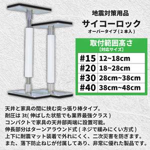 防災 耐震グッズ 転倒防止 突っ張り棒 サイコーロック #20 2本 18cm~28cm