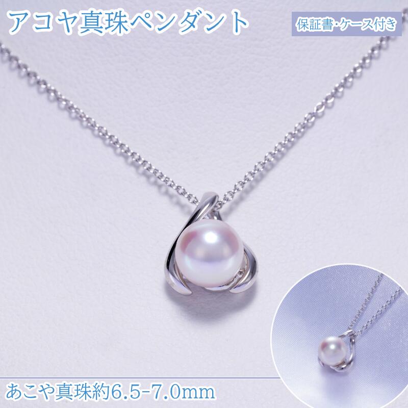 【ふるさと納税】アコヤ真珠 一粒パール ネックレス 6.5〜7.0mm SVチェーン40cm ケース付 保証書付 シンプル 冠婚葬祭 プレゼント ギフト 鳥羽パール J-58