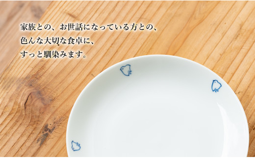 [G457p］ 〈嘉久正窯〉千鳥 茶碗 こと?んふ?り 6寸皿 計6点セット 手描き 染付 飯碗 茶碗 丼 ケーキ皿