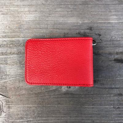 ふるさと納税 東広島市 広島ジビエレザー　東広島産天然鹿革二つ折りID/パスケース【03レッド】 |  | 01