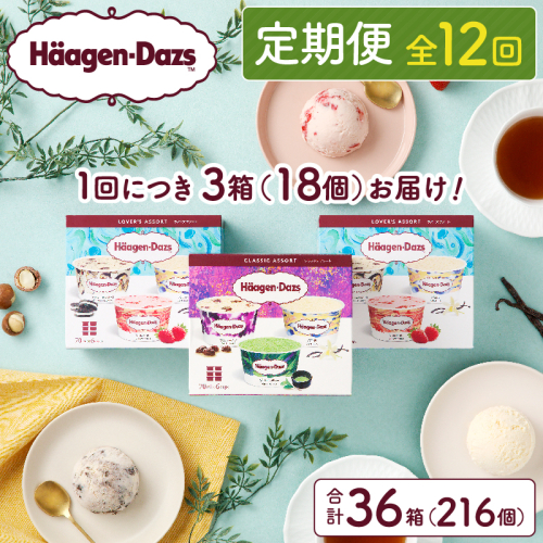 ＜全12回定期便・連続＞ハーゲンダッツ『アソートボックス3箱セット(合計36箱)』アイスクリーム アイス スイーツ デザート_H0016-149