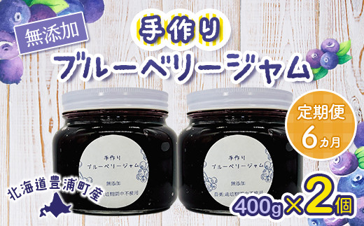 【定期便6カ月】北海道 豊浦町産 無添加手作り ブルーベリージャム400g×2個 【ふるさと納税 人気 おすすめ ランキング 果物 ブルーベリー 国産ブルーベリー ブルーベリージャム 手作り 無添加 大容量 おいしい 美味しい あまい ジューシー 定期便 北海道 豊浦町 送料無料】 TYUS012