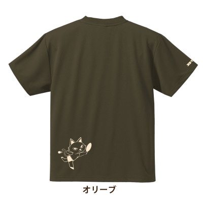 JTTA公認　卓球ユニフォーム【男女兼用(ドライ):Lサイズ】ねこ　オリーブ【1672847】